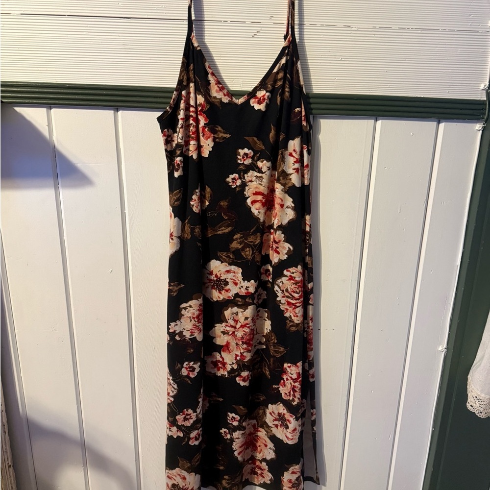 Mason Greg LA Black & Pink floral sleepwear Dress/nightgown- new, L, retail 95